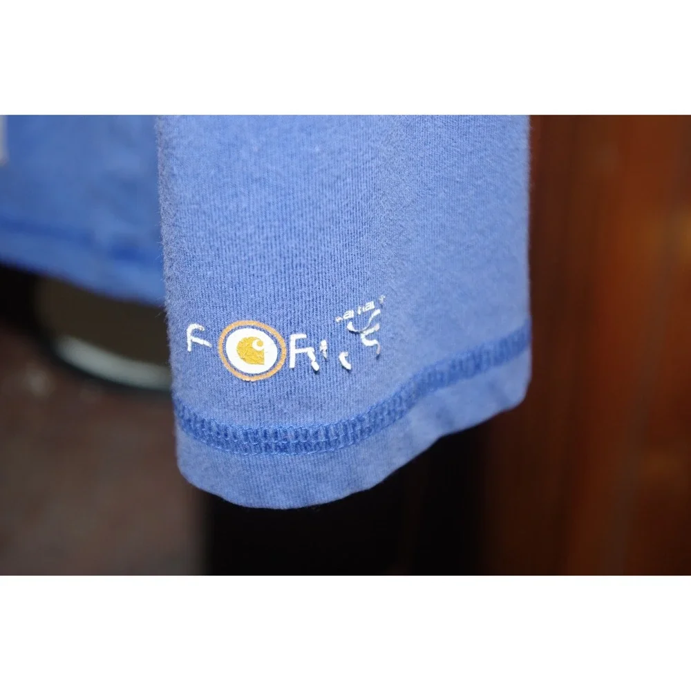 Carhartt Force Men L Blue Quarter Zip Pullover Relaxed Fit Long Sleeve Shirt